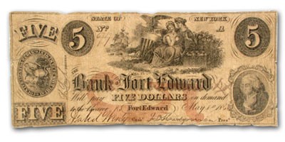1860 Bank of Fort Edward, Frt Edward, NY $5 NY-870, VF SPURIOUS 1860 Bank of Fort Edward, Frt Edward, NY $5 NY-870, VF SPURIOUS