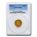 1860-C $2.50 Liberty Gold Quarter Eagle MS-61 PCGS