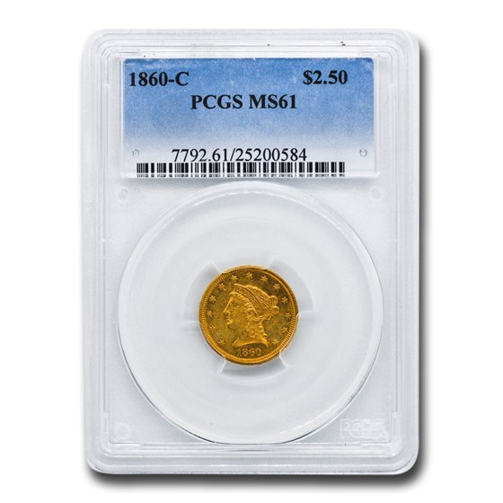1860-C $2.50 Liberty Gold Quarter Eagle MS-61 PCGS 1860-C $2.50 Liberty Gold Quarter Eagle MS-61 PCGS