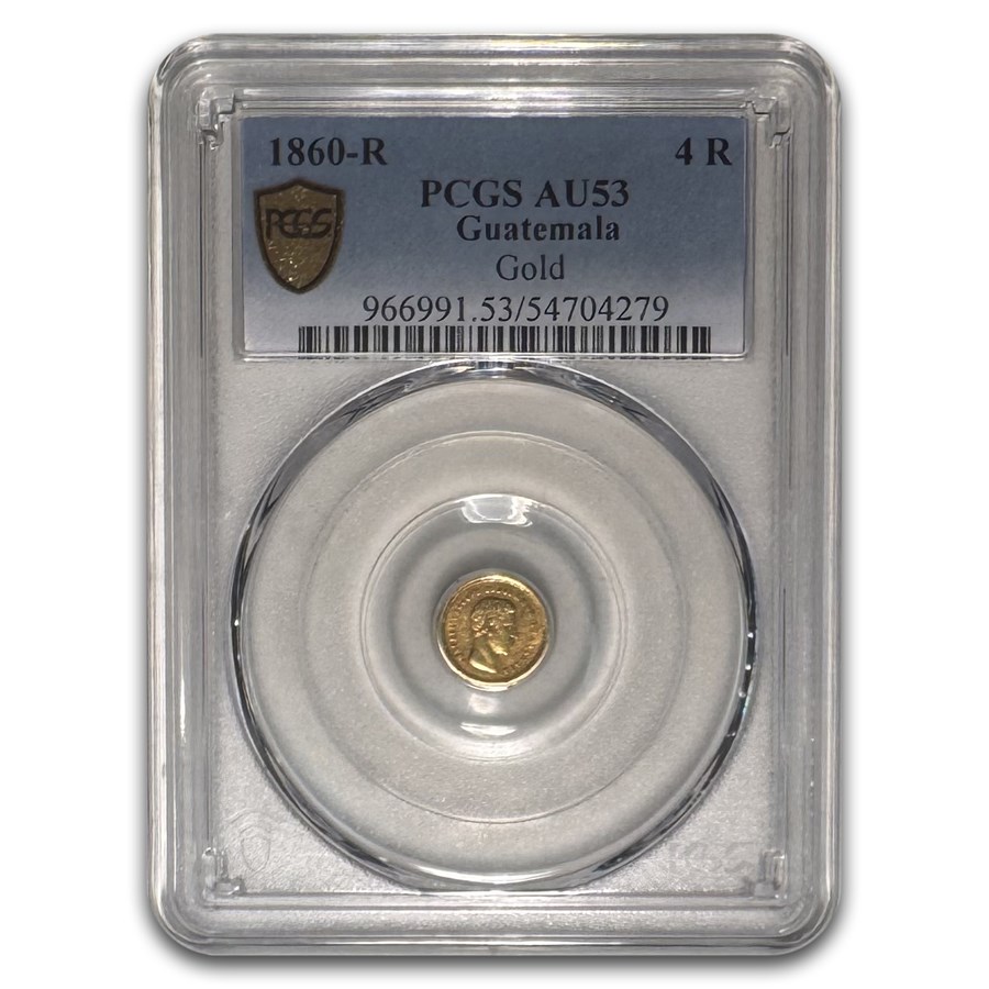 1860 Guatemala Gold 4 Reales AU-53 PCGS