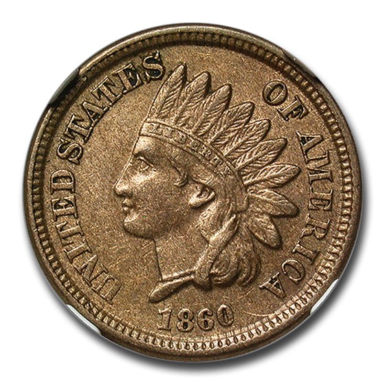 1860 Indian Head Cent AU-53 NGC 1860 Indian Head Cent AU-53 NGC