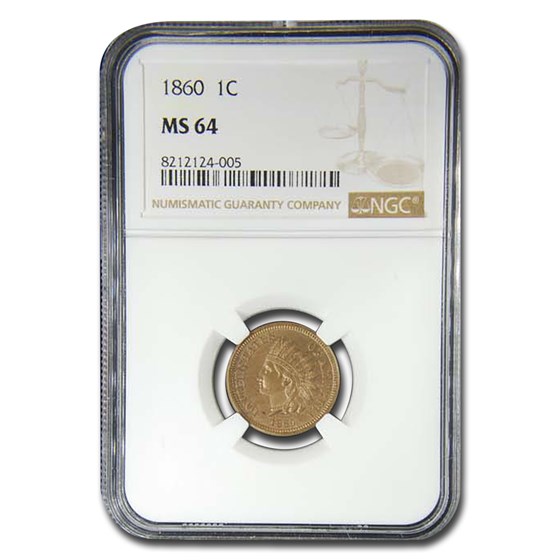 1860 Indian Head Cent MS-64 NGC 1860 Indian Head Cent MS-64 NGC