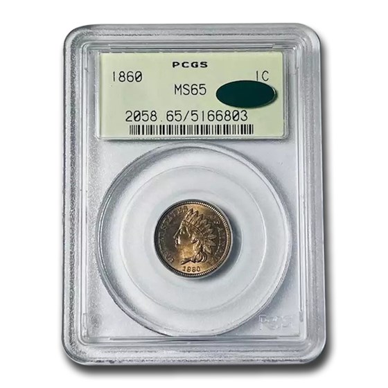1860 Indian Head Cent MS-65 PCGS CAC 1860 Indian Head Cent MS-65 PCGS CAC