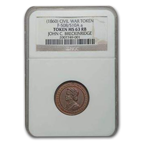 1860 John C. Breckinridge Civil War Token MS-63 NGC (Red/Brown) 1860 John C. Breckinridge Civil War Token MS-63 NGC (Red/Brown)