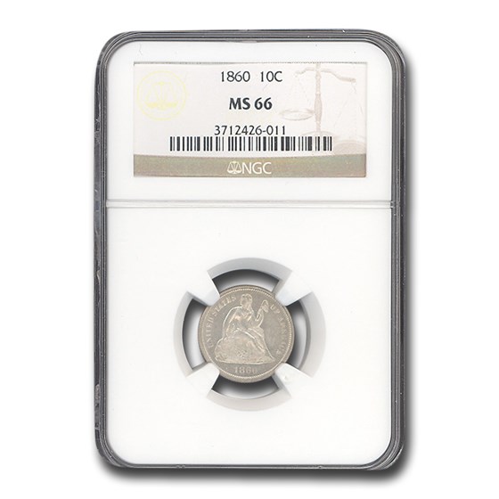 1860 Liberty Seated Dime MS-66 NGC 1860 Liberty Seated Dime MS-66 NGC