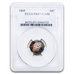 1860 Liberty Seated Dime PR-67+ Cameo PCGS