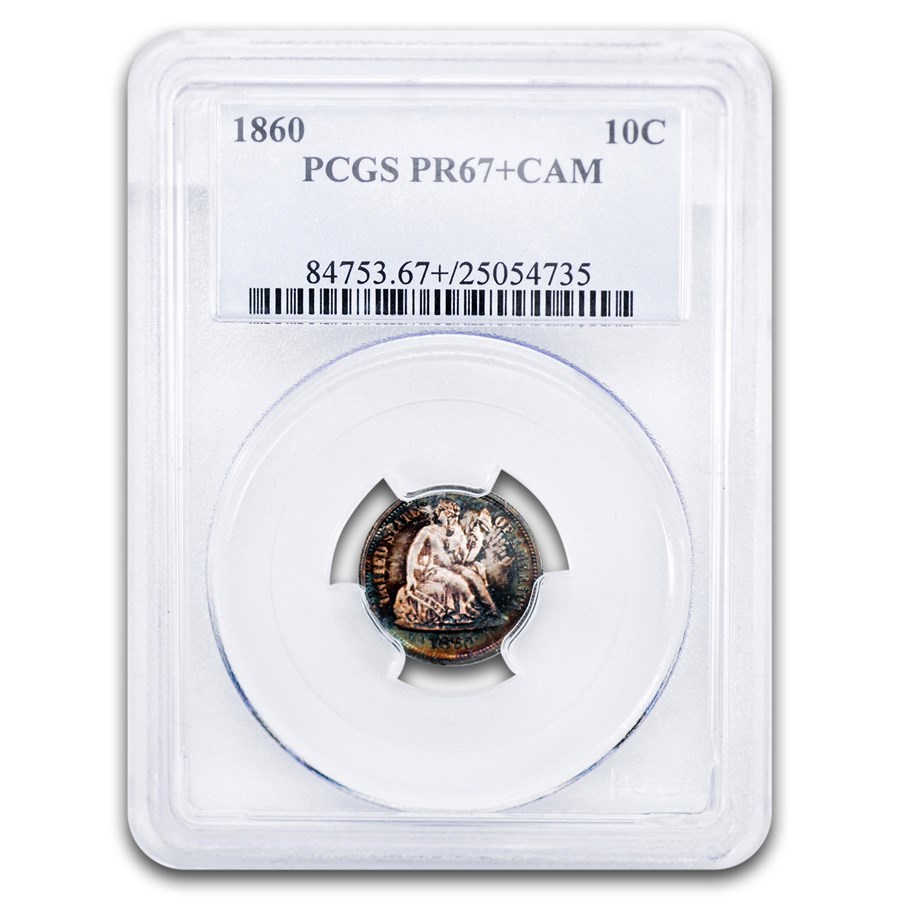 1860 Liberty Seated Dime PR-67+ Cameo PCGS