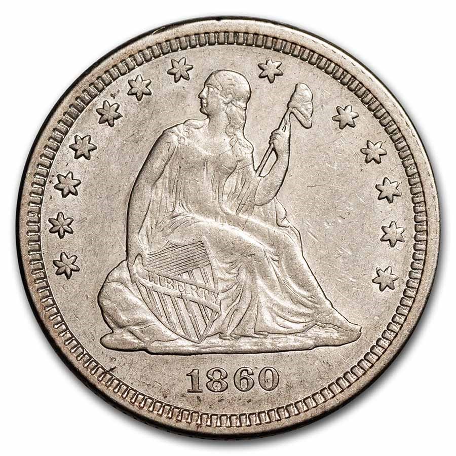 1860 Liberty Seated Quarter AU