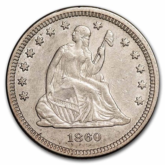 1860 Liberty Seated Quarter AU 1860 Liberty Seated Quarter AU