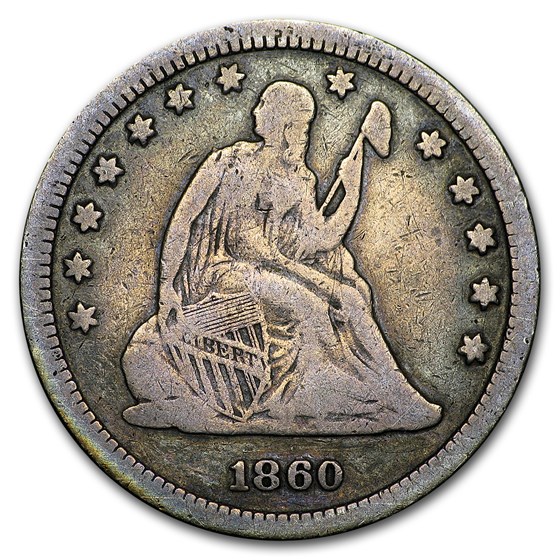 1860 Liberty Seated Quarter Fine
