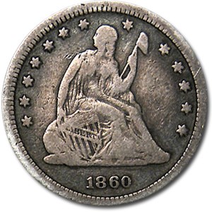 1860 Liberty Seated Quarter VG