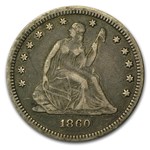 1860 Liberty Seated Quarter XF