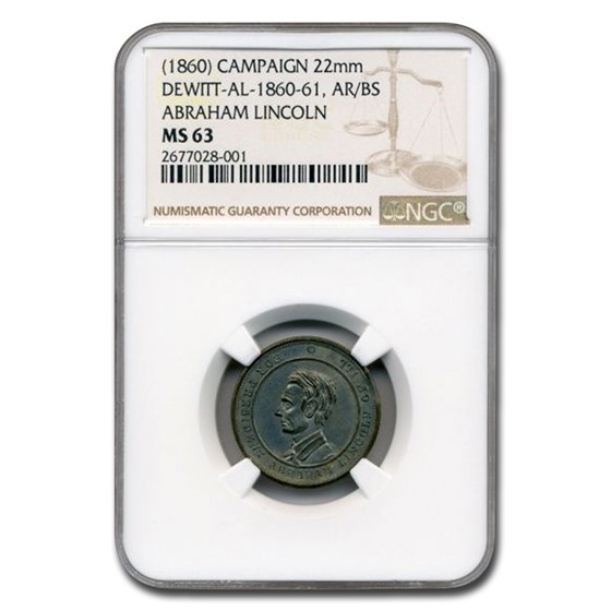 1860 Lincoln Campaign Medal Dewitt AL MS-63 NGC 1860 Lincoln Campaign Medal Dewitt AL MS-63 NGC