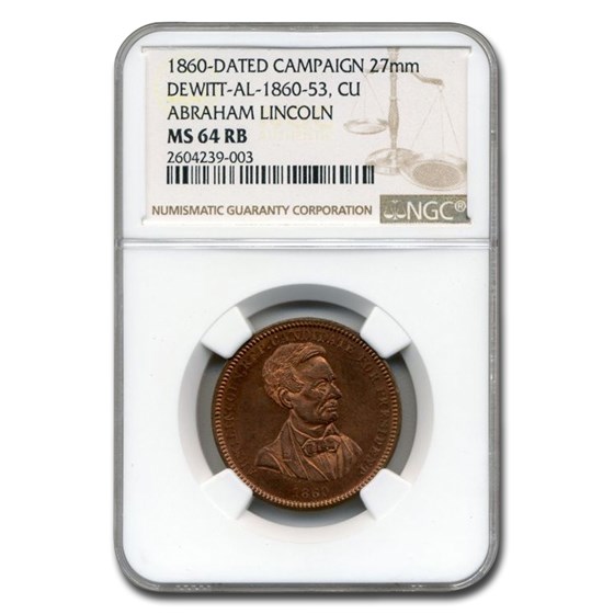 1860 Lincoln Campaign Medal MS-64 NGC (Red/Brown) 1860 Lincoln Campaign Medal MS-64 NGC (Red/Brown)