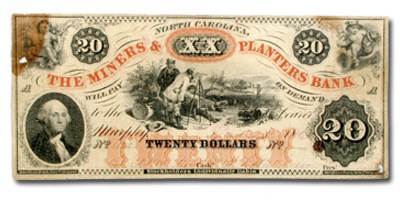 1860 Miners & Planters Bank of Murphy, NC $20 NC-35 VF 1860 Miners & Planters Bank of Murphy, NC $20 NC-35 VF
