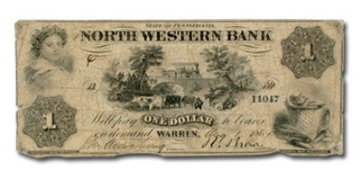 1860 North Western Bank,Warren,PA $1.00 PA-670, VG UNLISTED 1860 North Western Bank,Warren,PA $1.00 PA-670, VG UNLISTED