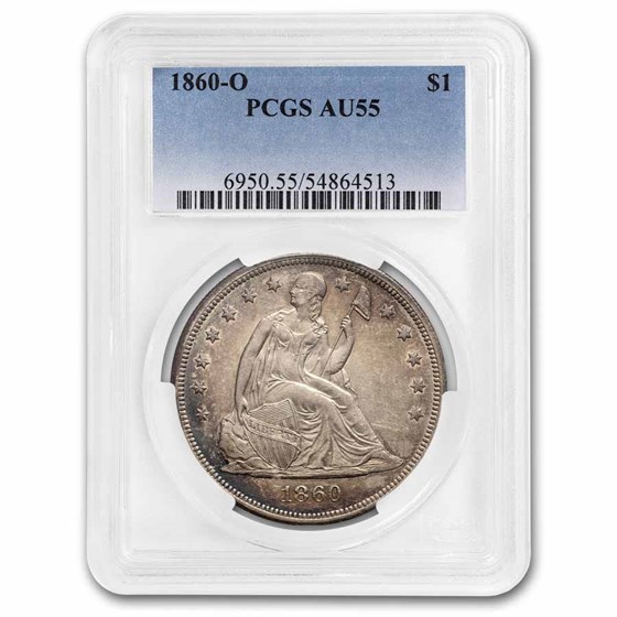 1860-O Liberty Seated Dollar AU-55 PCGS 1860-O Liberty Seated Dollar AU-55 PCGS
