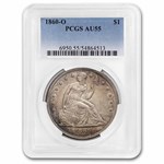1860-O Liberty Seated Dollar AU-55 PCGS