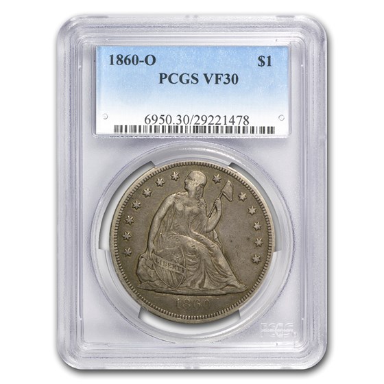 1860-O Liberty Seated Dollar VF-30 PCGS 1860-O Liberty Seated Dollar VF-30 PCGS