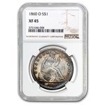 1860-O Liberty Seated Dollar XF-45 NGC