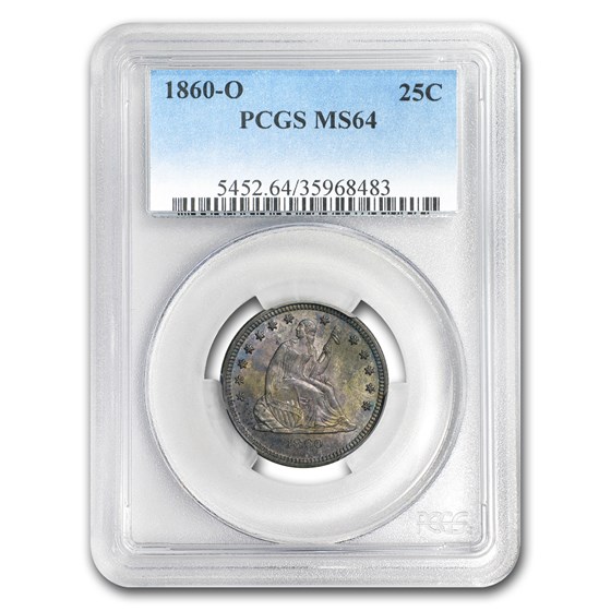 1860-O Liberty Seated Quarter MS-64 PCGS 1860-O Liberty Seated Quarter MS-64 PCGS
