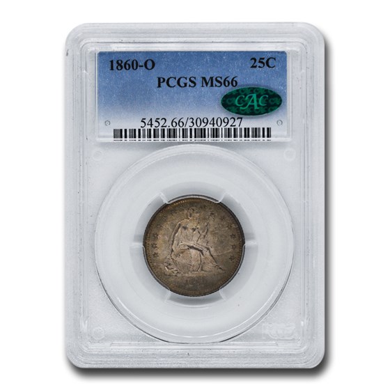 1860-O Liberty Seated Quarter MS-66 PCGS CAC 1860-O Liberty Seated Quarter MS-66 PCGS CAC