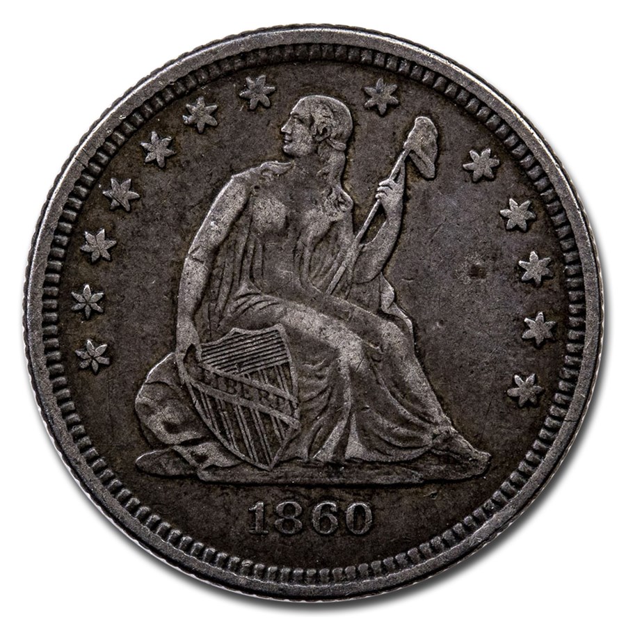 1860-O Liberty Seated Quarter XF