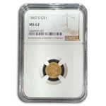 1860-S $1 Indian Head Gold MS-62 NGC