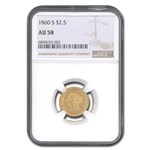 1860-S $2.50 Liberty Gold Quarter Eagle AU-58 NGC