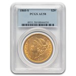 1860-S $20 Liberty Gold Double Eagle AU-58 PCGS