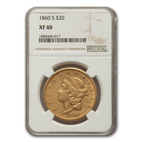 1860-S $20 Liberty Gold Double Eagle XF-40 NGC 1860-S $20 Liberty Gold Double Eagle XF-40 NGC