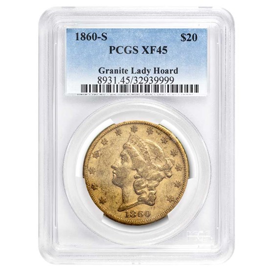 1860-S $20 Liberty Gold Double Eagle XF-45 PCGS 1860-S $20 Liberty Gold Double Eagle XF-45 PCGS