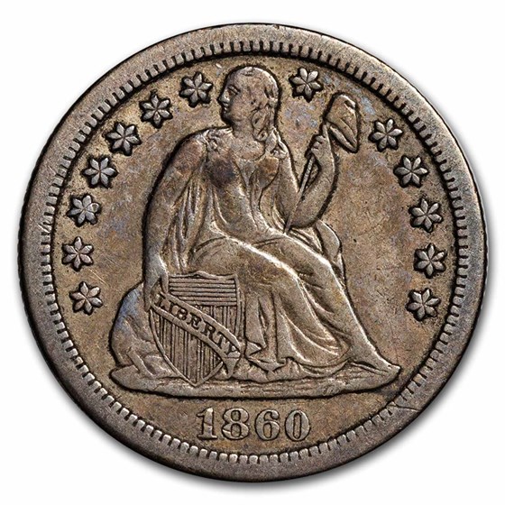 1860-S Liberty Seated Dime VF