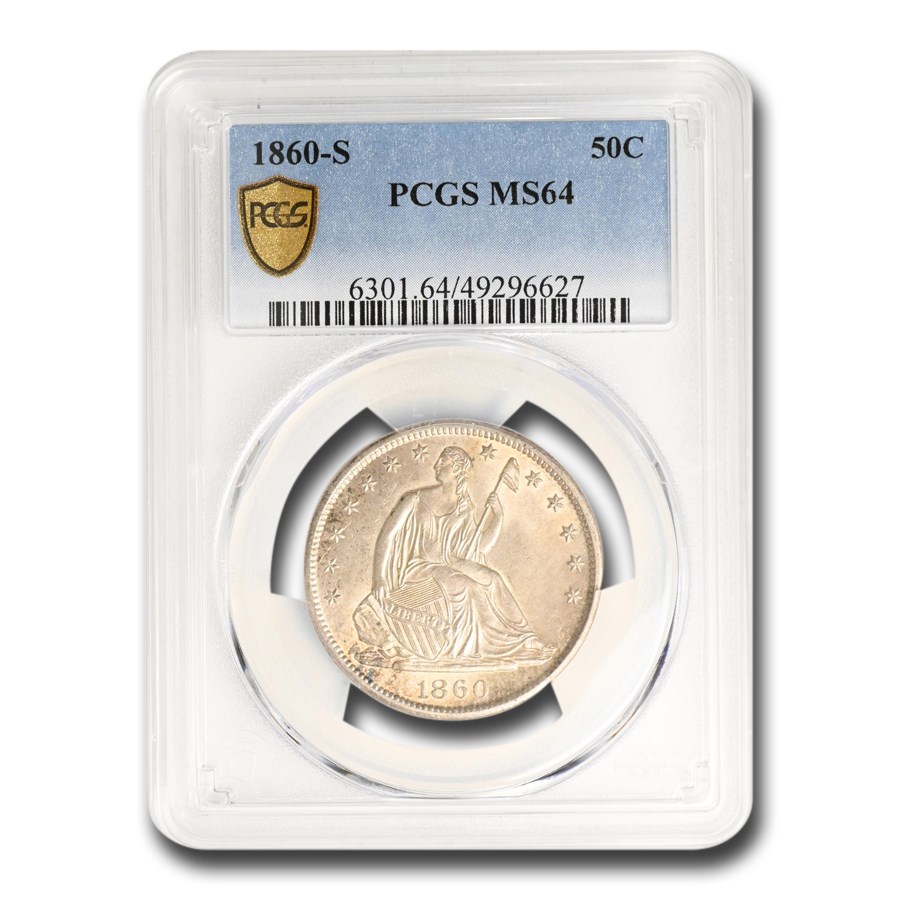 1860-S Liberty Seated Half Dollar MS-64 PCGS