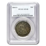 1860-S Liberty Seated Half Dollar XF-40 PCGS