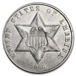 1860 Three Cent Silver AU