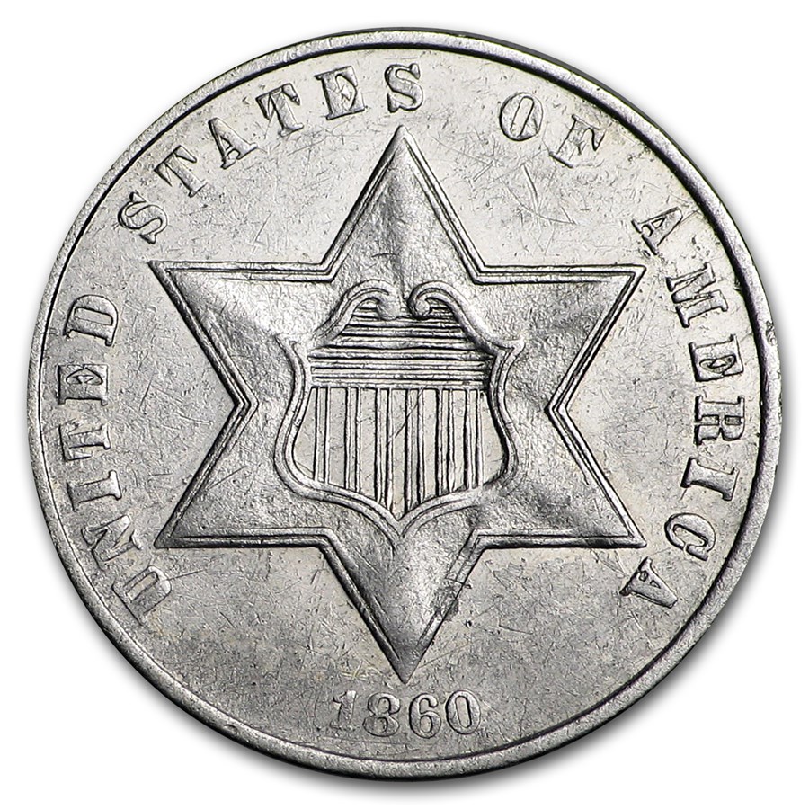 1860 Three Cent Silver AU