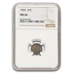 1860 Three Cent Silver MS-66 NGC