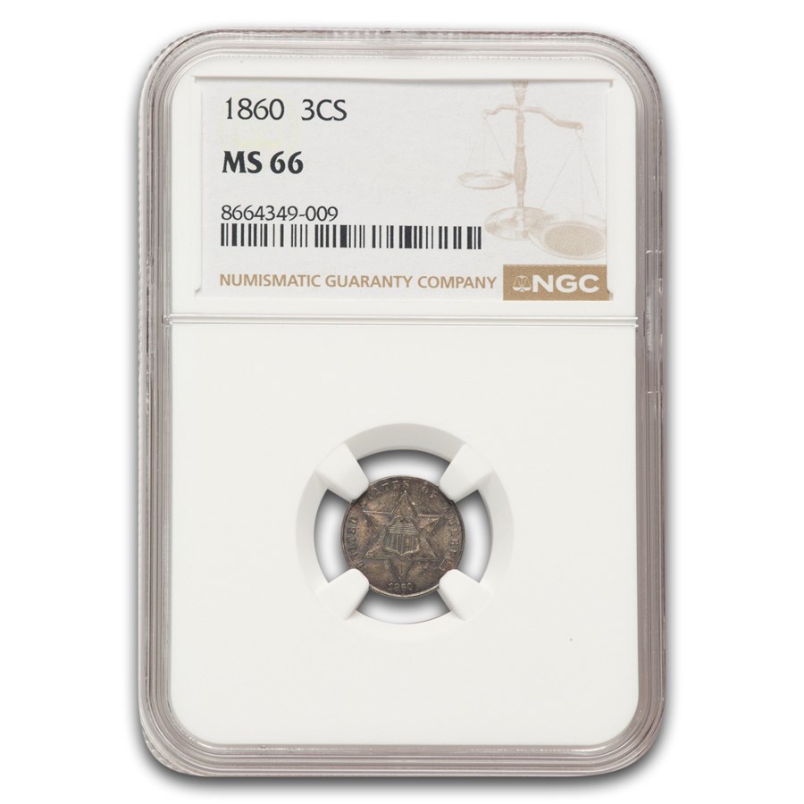 1860 Three Cent Silver MS-66 NGC