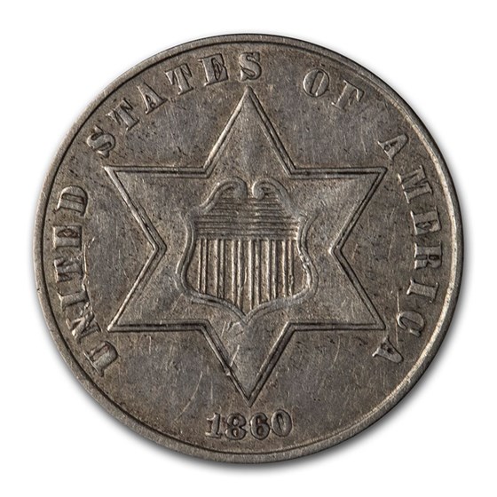 1860 Three Cent Silver XF 1860 Three Cent Silver XF