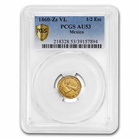 1860-Zs VL Mexico Gold 1/2 Escudo AU-53 PCGS 1860-Zs VL Mexico Gold 1/2 Escudo AU-53 PCGS
