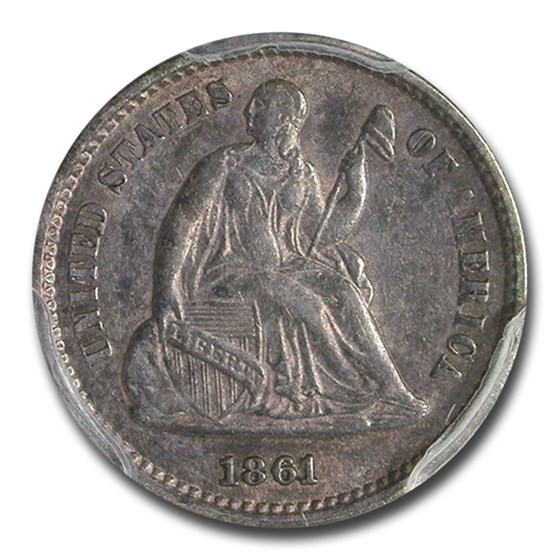 1861/0 Liberty Seated Half Dime AU-53 PCGS 1861/0 Liberty Seated Half Dime AU-53 PCGS