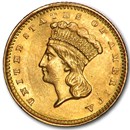 1861 $1 Indian Head Gold Dollar AU