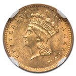 1861 $1 Indian Head Gold MS-63 NGC