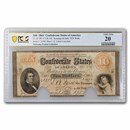 1861 $10.00 (T-24) R. M. T. Hunter VF-20 PCGS (Cancelled)