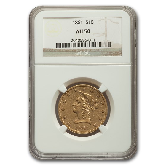 1861 $10 Liberty Gold Eagle AU-50 NGC 1861 $10 Liberty Gold Eagle AU-50 NGC
