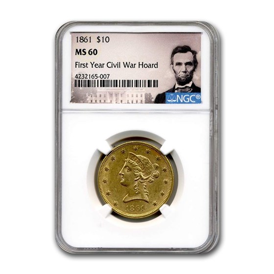 1861 $10 Liberty Gold Eagle MS-60 NGC 1861 $10 Liberty Gold Eagle MS-60 NGC