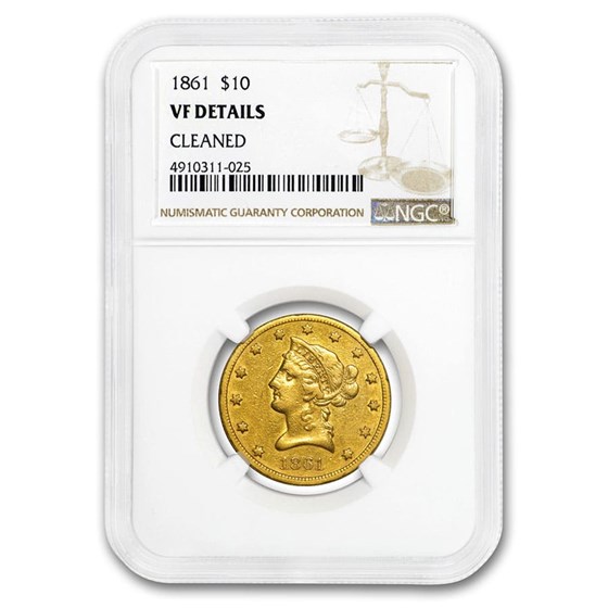 1861 $10 Liberty Gold Eagle VF Details (Polished) 1861 $10 Liberty Gold Eagle VF Details (Polished)