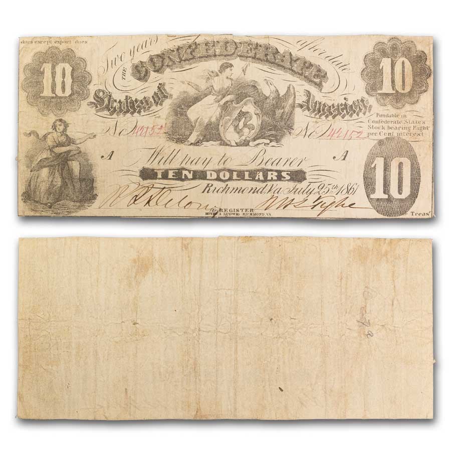 1861 $10 (T-10) Liberty & Eagle VF