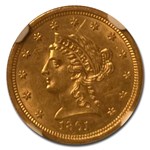 1861/1861 $2.50 Liberty Gold Quarter Eagle Type 2 MS-61 NGC